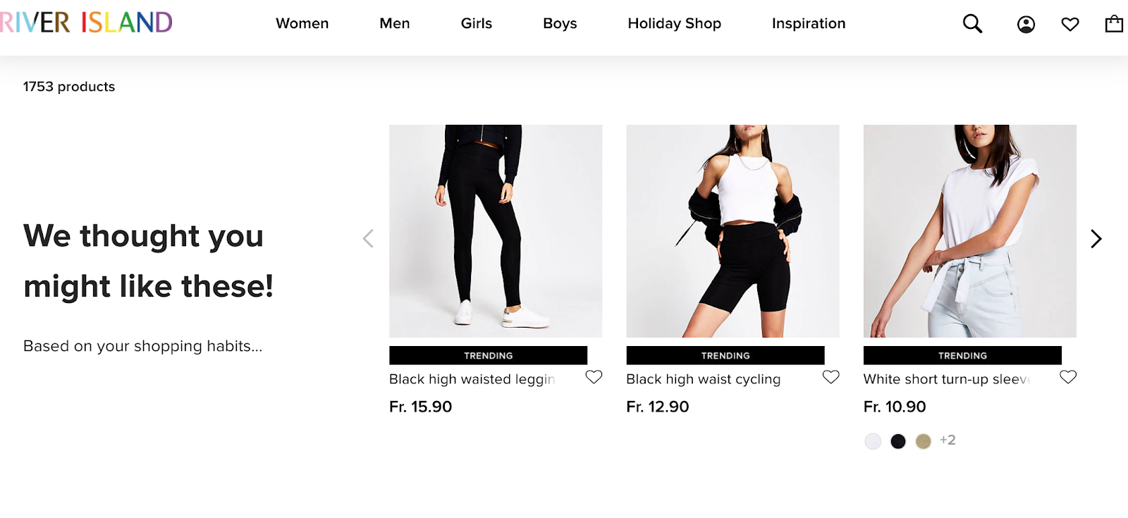 product listing page ecommerce river island