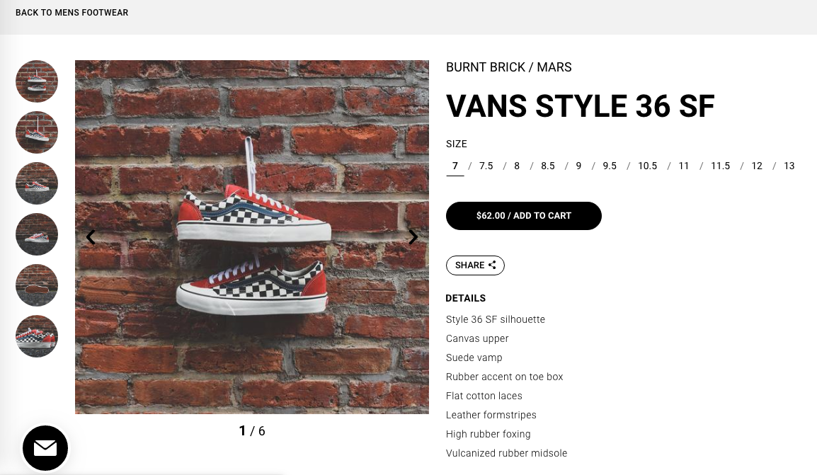 Screenshot of a product page from Kith for some shoes